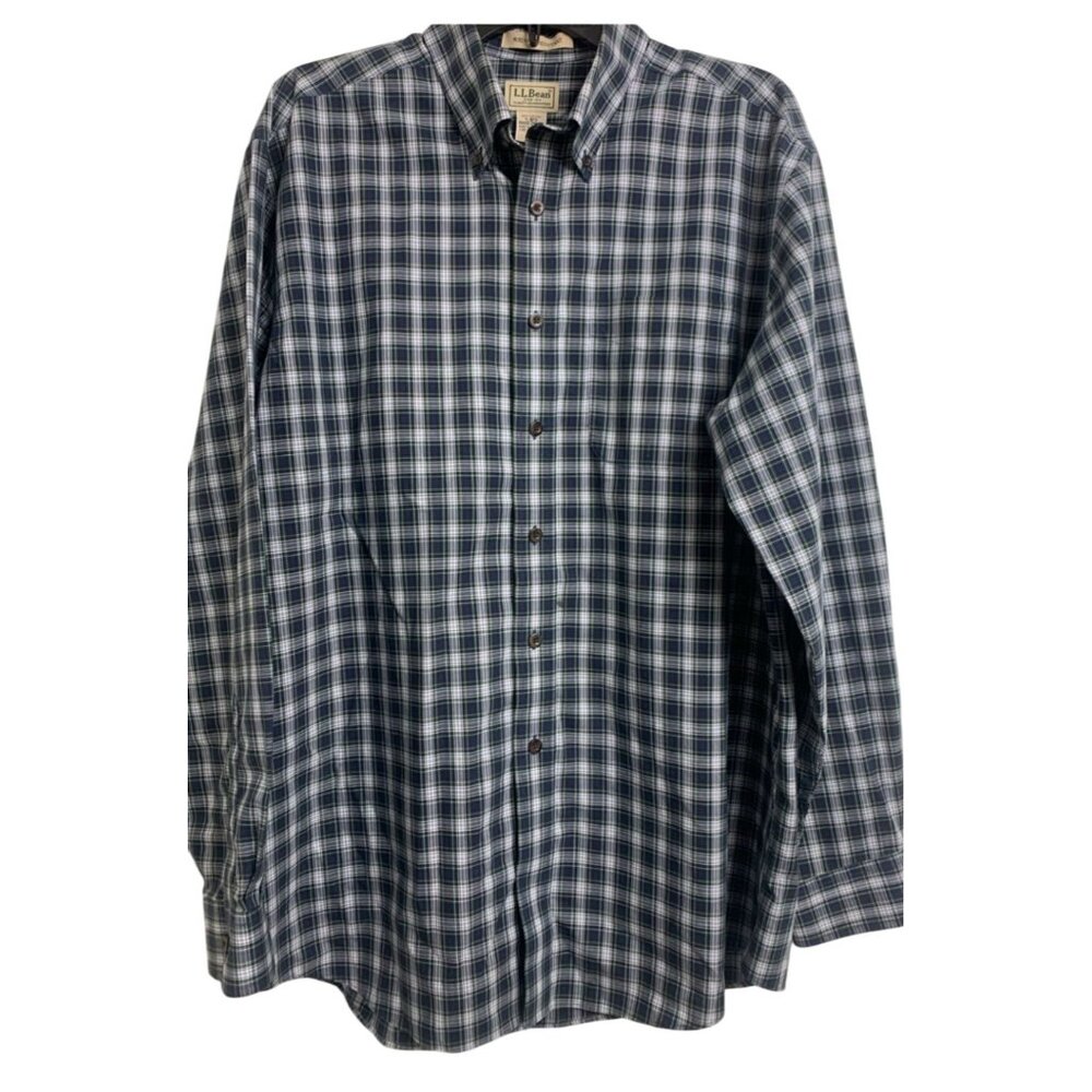 L.L. Bean Wrinkle Resistant Plaid Button Down Shirt‎ Size L- Reg